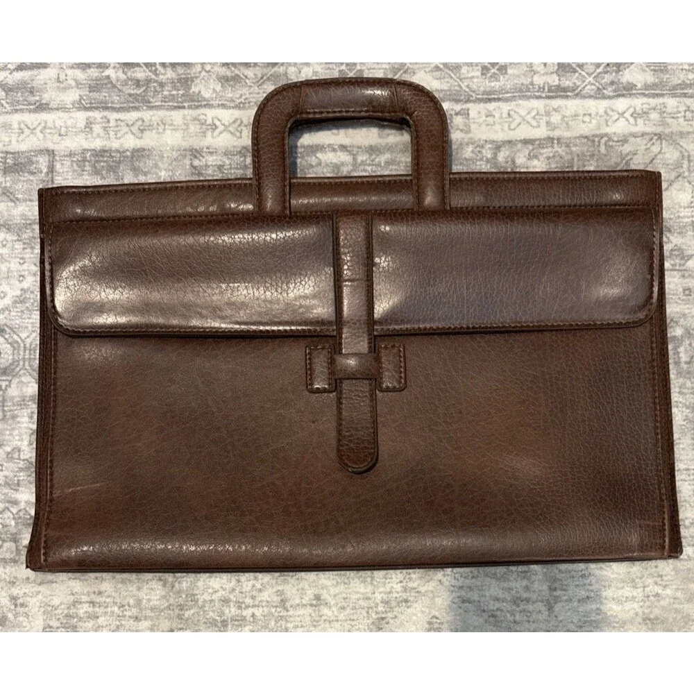 Vtg  faux Leather Legal Portfolio Briefcase Document Messenger Bag attaché case